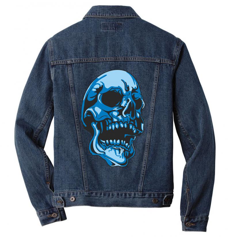 Custom Skull Men Denim Jacket By Estore Artistshot