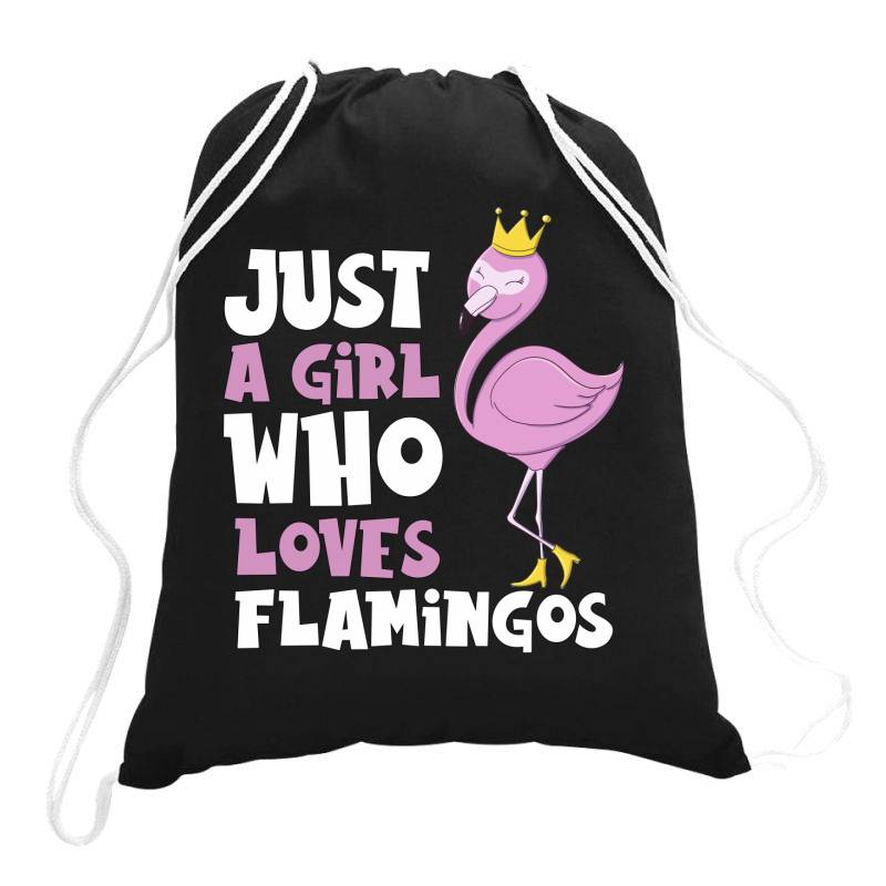 Just A Girl Who Loves Flamingos Flamingo Lover Girls Drawstring Bags | Artistshot
