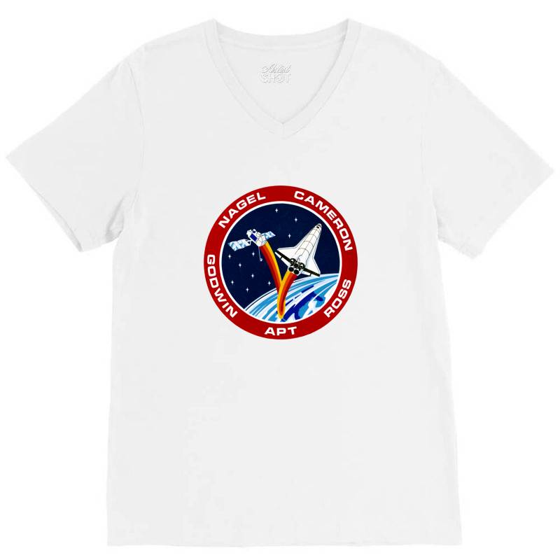 Space Shuttle Background V-neck Tee | Artistshot