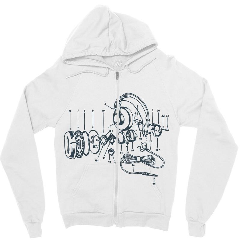 Custom Headphone Anatomy Zipper Hoodie By Mdk Art Artistshot